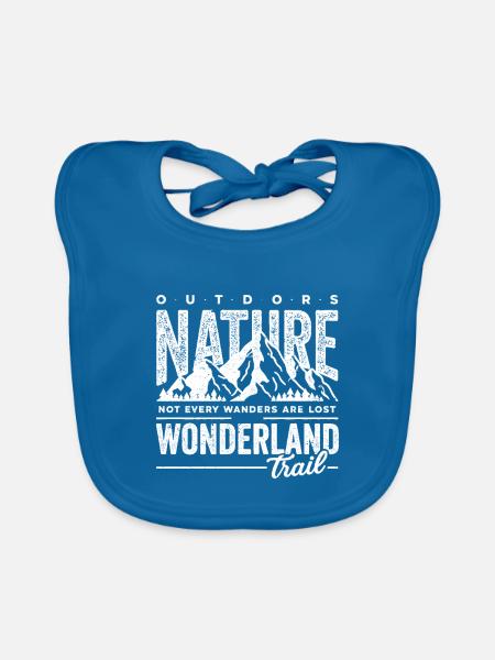 Draußen wandert nicht jede Natur verloren und wundert sich. - Baby Bio-Lätzchen - Pfauenblau - Vorne