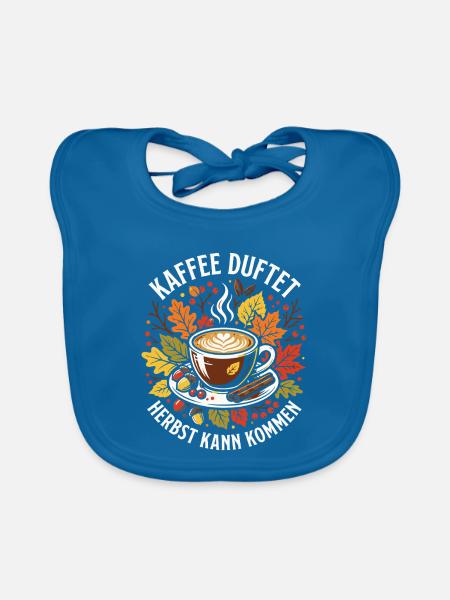 Kaffee duftet | Herbstzeit | gemütlich - Baby Bio-Lätzchen - Pfauenblau