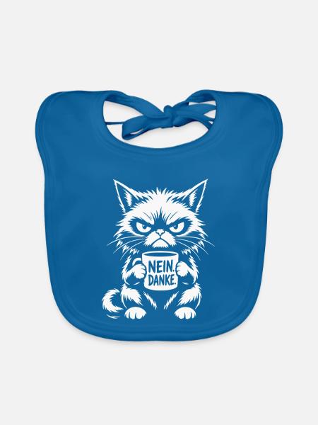 Nein Danke Katze - Baby Bio-Lätzchen - Pfauenblau - Vorne