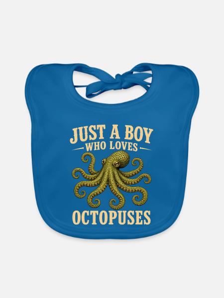 Just A Boy Who Loves Octopuses - Baby Bio-Lätzchen - Pfauenblau - Vorne