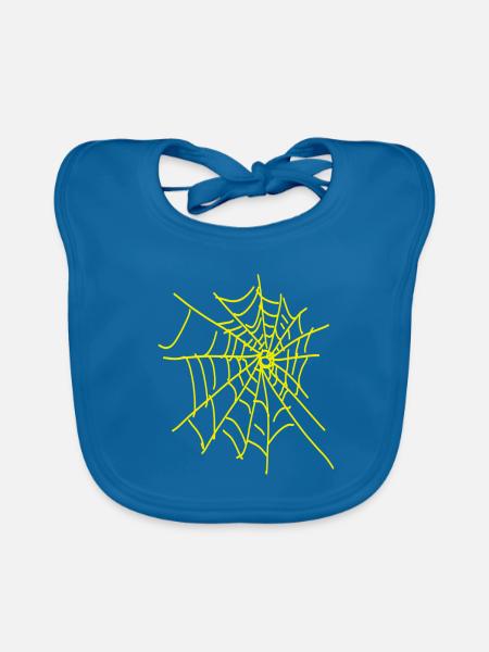 gelbes spinnennetz  - Baby Bio-Lätzchen - Pfauenblau - Vorne