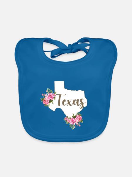Texas Karte Blumen Floral Western Cowgirl Texas - Baby Bio-Lätzchen - Pfauenblau - Vorne