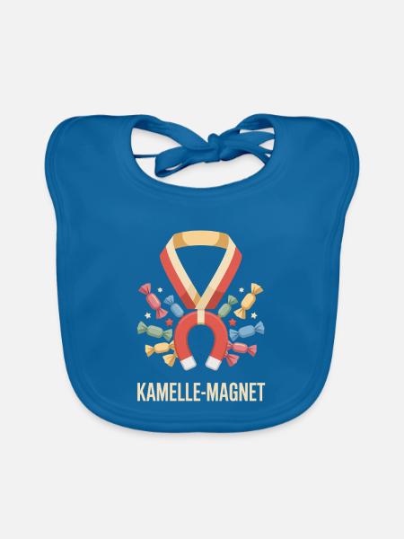 Kamelle Magnet Zoch Rosenmontag Kölner Karneval - Baby Bio-Lätzchen - Pfauenblau - Vorne