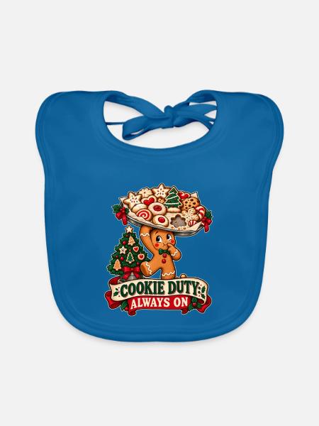 Cookie Duty – Lustiges Weihnachts T-Shirt - Baby Bio-Lätzchen - Pfauenblau - Vorne
