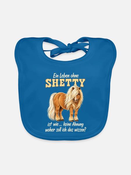 Shetty Shetland Pony – Lustiger Pferdespruch - Baby Bio-Lätzchen - Pfauenblau - Vorne