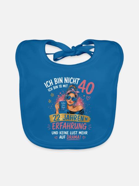 40 Geburtstag Frau Geschenk Lustiger Spruch - Baby Bio-Lätzchen - Pfauenblau - Vorne