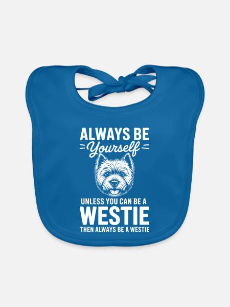 West Highland White Terrier Hunde Westie Geschenk  - Baby Bio-Lätzchen - Pfauenblau - Vorne
