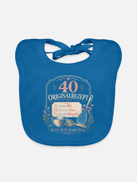 40 Geburtstag Frau Geschenk Lustiger Spruch - Baby Bio-Lätzchen - Pfauenblau - Vorne