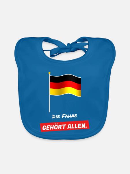 Die Fahne gehört allen - Schwarz Rot Gold - Baby Bio-Lätzchen - Pfauenblau - Vorne