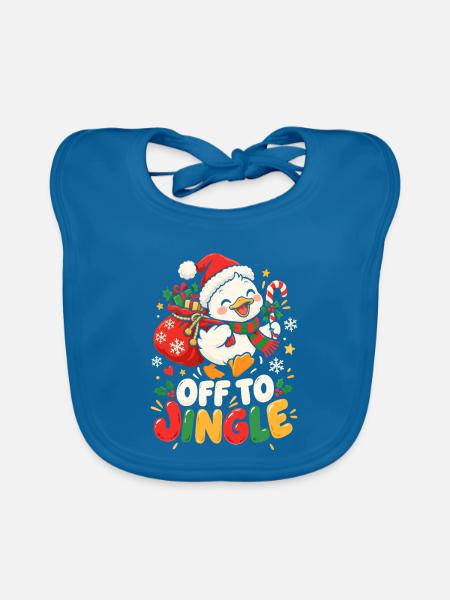 Weihnachts-Pinguin auf Tour - Baby Bio-Lätzchen - Pfauenblau - Vorne