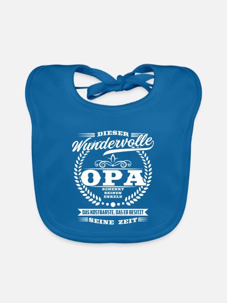 Geschenke für Opa Wundervoller Opa - Baby Bio-Lätzchen - Pfauenblau - Vorne