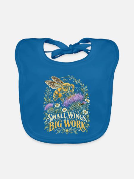 Kleine Flügel Großes Werk - Baby Bio-Lätzchen - Pfauenblau - Vorne