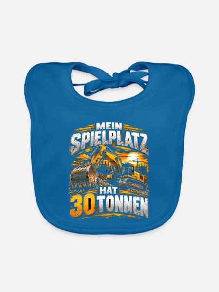 Baustellen Kraft: 30 Tonnen - Baby Bio-Lätzchen - Pfauenblau - Vorne