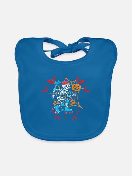 Halloween Skeleton Pumpkin Spooky Roller Sskates - Baby Bio-Lätzchen - Pfauenblau