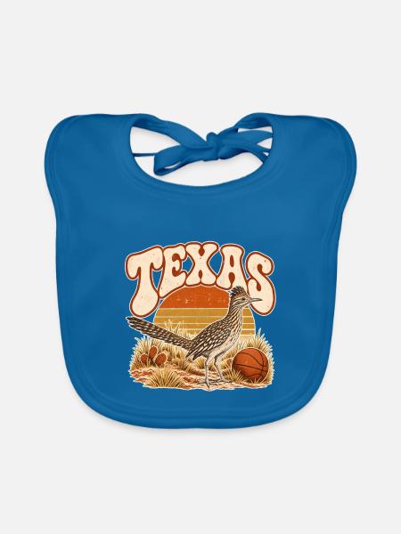 Texas Retro Sunset Bird Basketball - Baby Bio-Lätzchen - Pfauenblau
