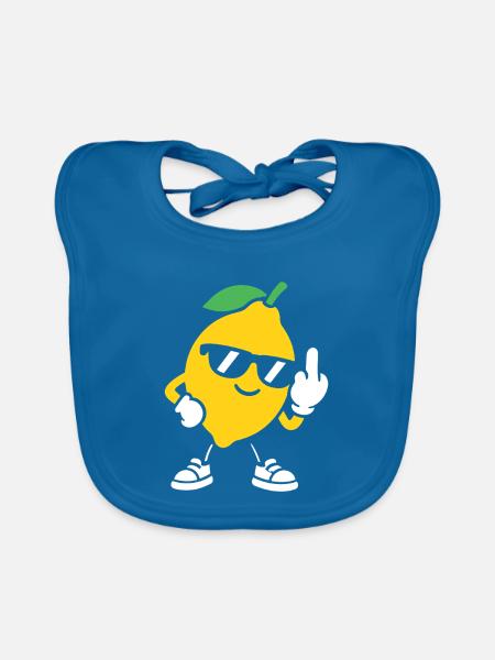 Zitronenrebell mit Sonnenbrille - Baby Bio-Lätzchen - Pfauenblau