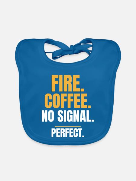Feuerkaffee Kein Signal Perfektes Camping - Baby Bio-Lätzchen - Pfauenblau