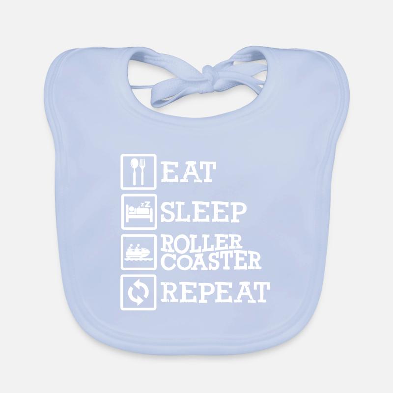 Eat Sleep Roller Coaster Repeat Organic Baby Bibs