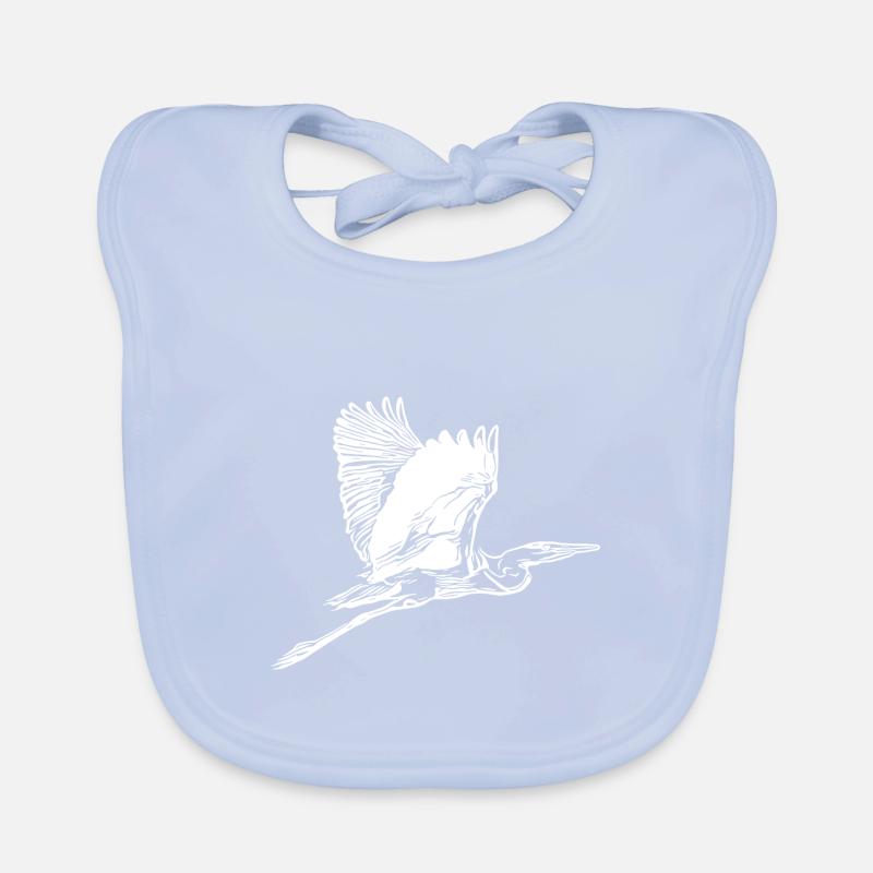 Vintage grey heron in flight Organic Baby Bibs