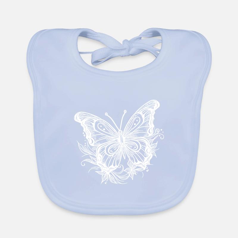 Style Tatouage de fleur Papillon Bavoir bio Bébé