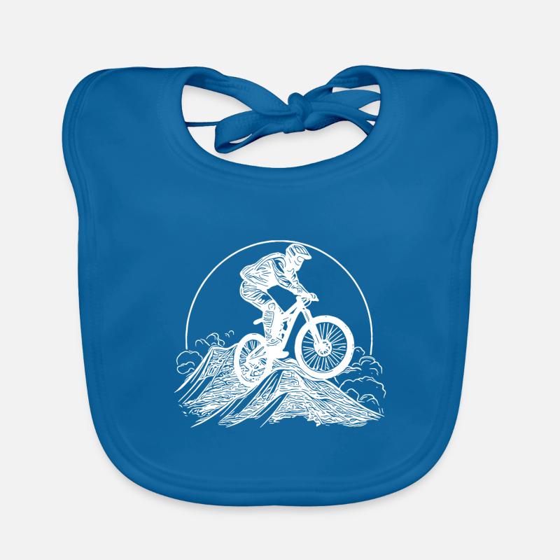 VTT de montagne avec vélo - Bavoir bio Bébé - bleu paon