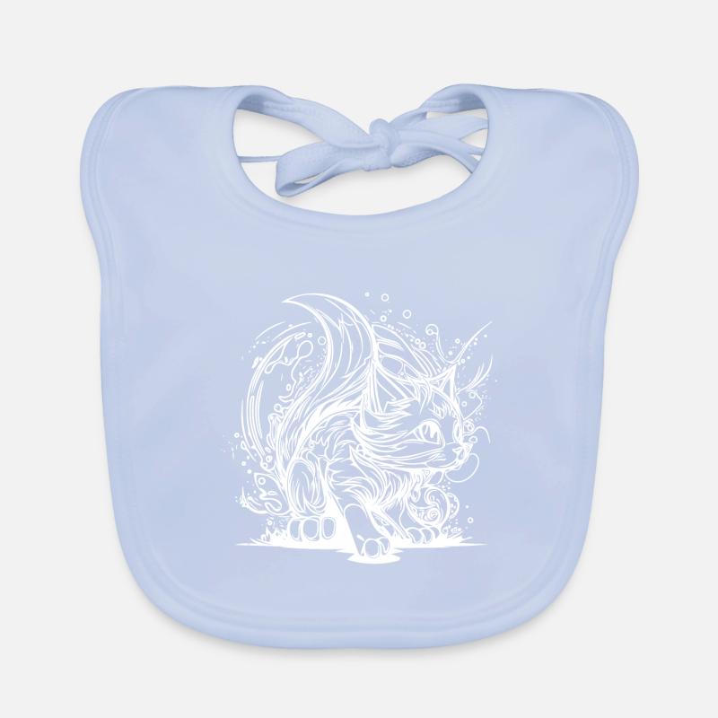Cute Little Space Cat in Splash Style Organic Baby Bibs