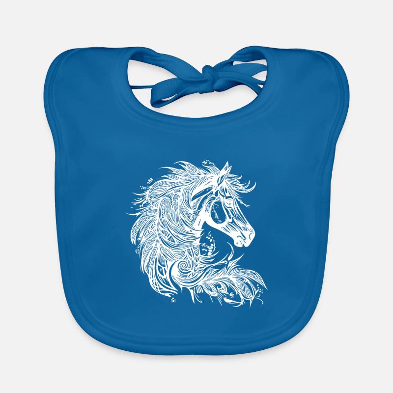 Galloping horse with mane in the wind Organic Baby Bibs