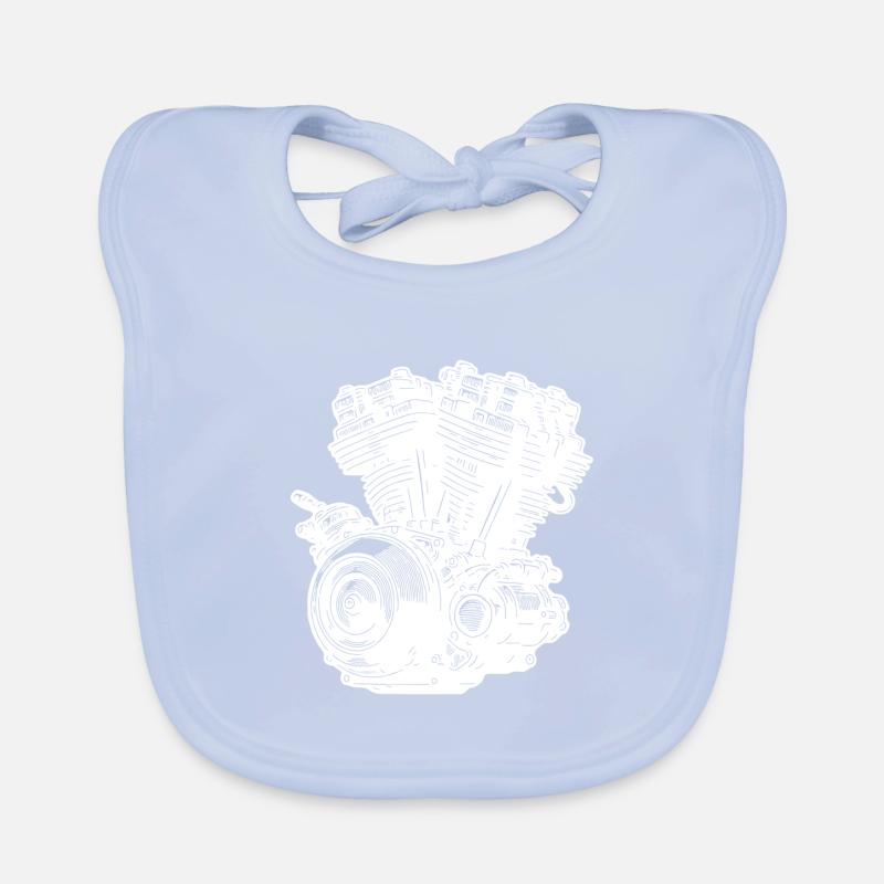 Motorcycle Engine Block Cylinder Fan Displacement Engine Organic Baby Bibs