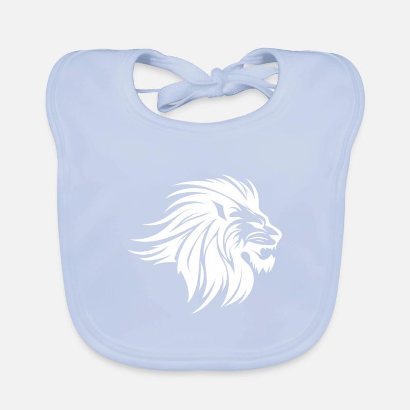 Blowing Mane Lion Head Tattoo Ink Style Organic Baby Bibs