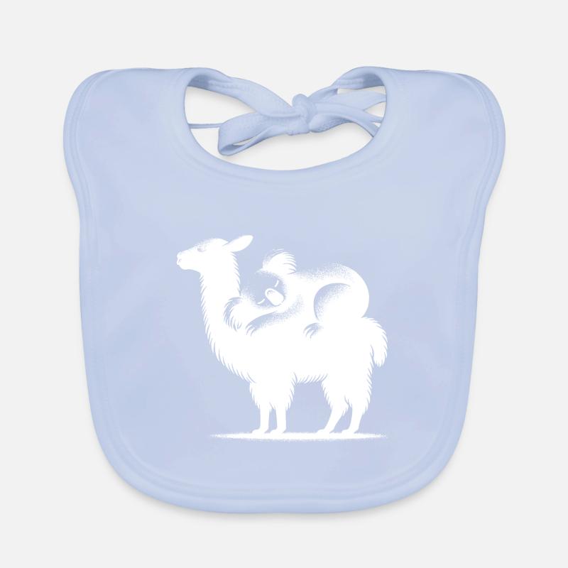 Cuddly llama with chilling koala on her back Organic Baby Bibs