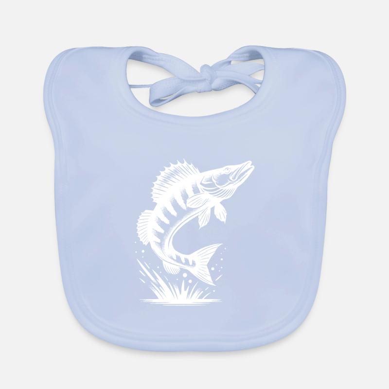 Big Jumping Zander Fish Organic Baby Bibs