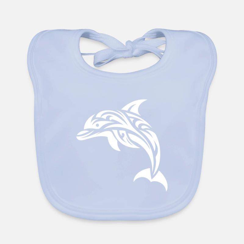 Cute Jumping Tattoo Dolphin Bottlenose dolphin Organic Baby Bibs