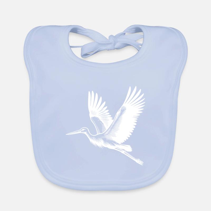 Pretty flying stork bird Organic Baby Bibs