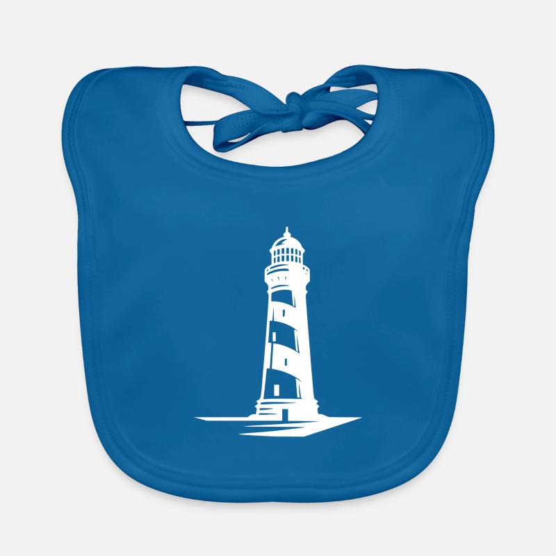 Vieux phare côtier rayé solitaire Bavoir bio Bébé
