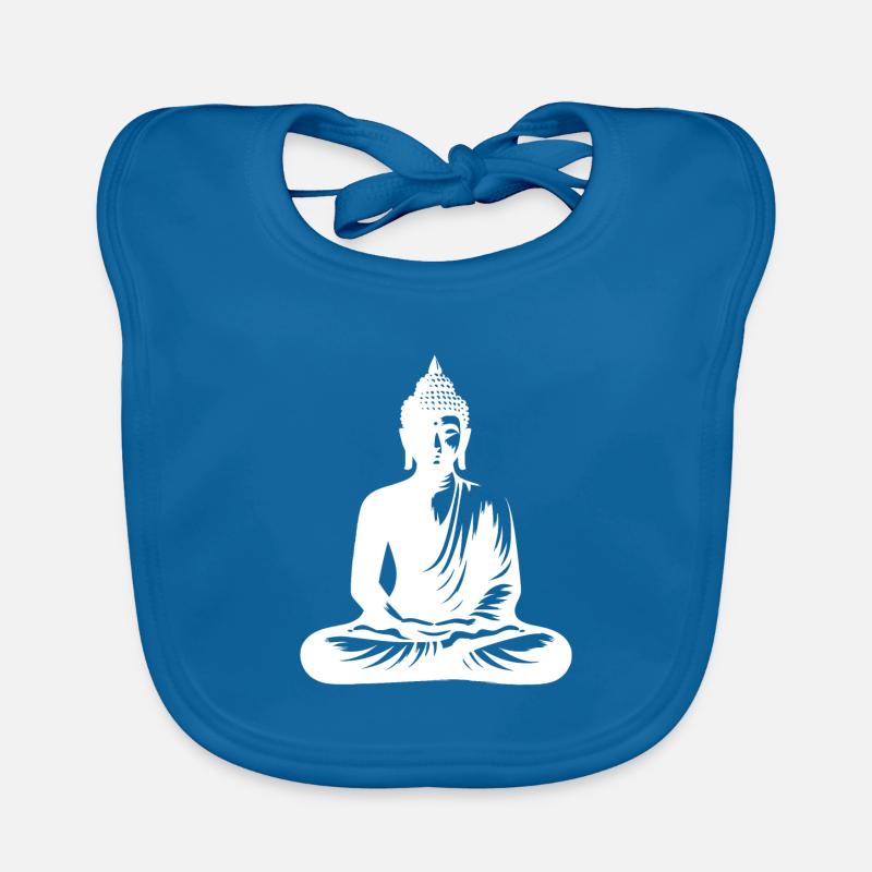 Méditation sur la pleine conscience du corps de Bouddha - Bavoir bio Bébé - bleu paon