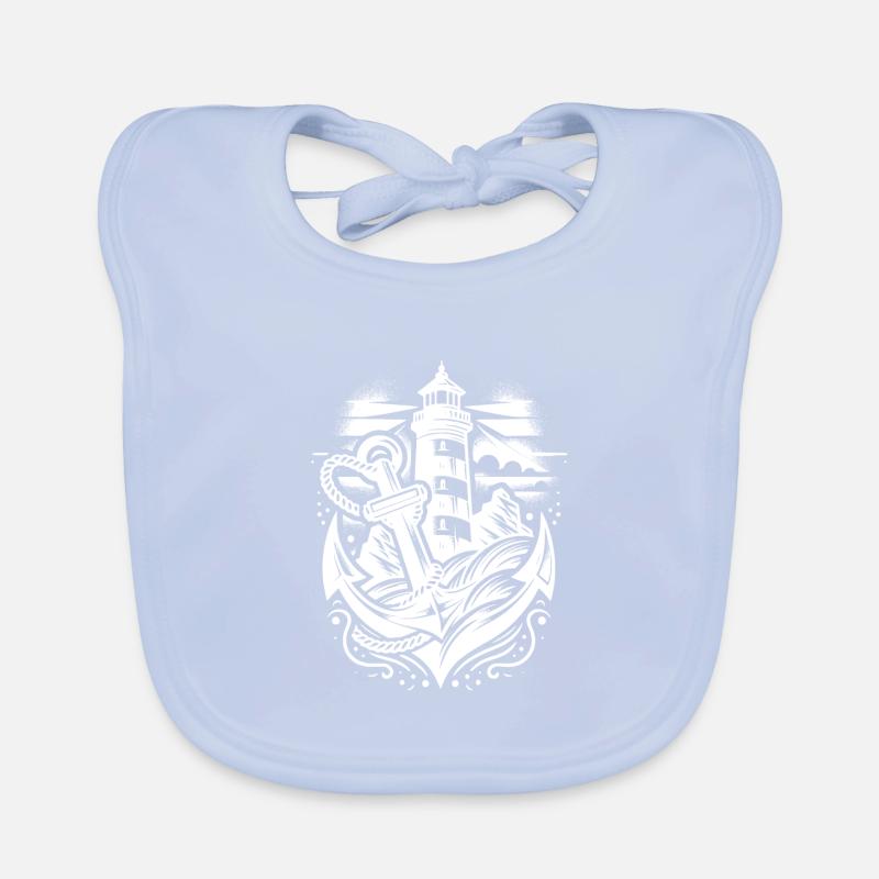Coastal lighthouse with anchor and light Organic Baby Bibs