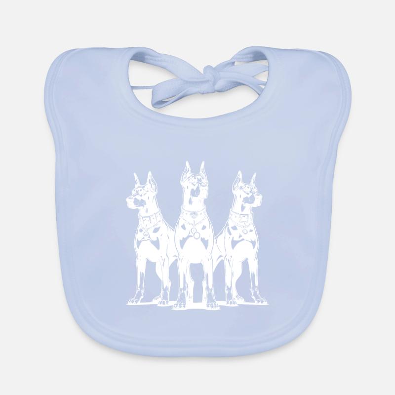 Three Dobermans dogs alert and attentive Organic Baby Bibs