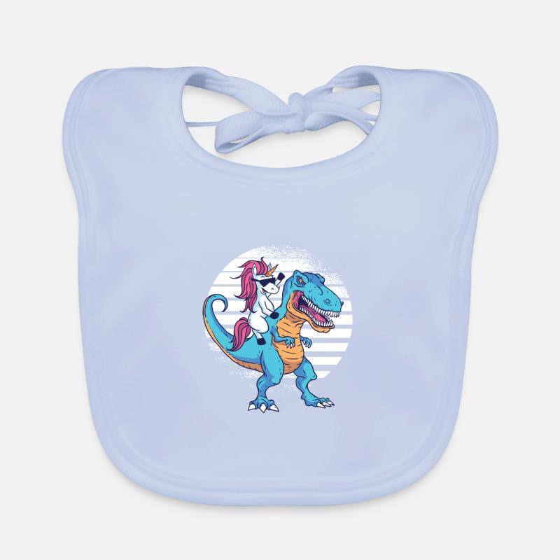 Idée cadeau sympa Licorne et T-Rex Dino Bavoir bio Bébé