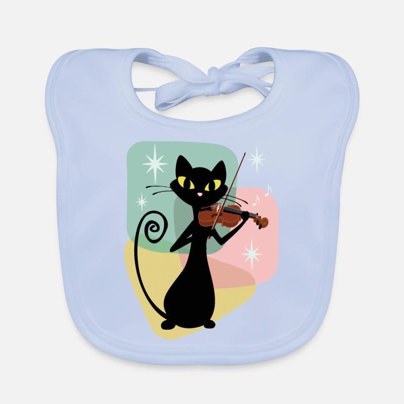 Violon Rétro Noir Mid Century Cat Bavoir bio Bébé