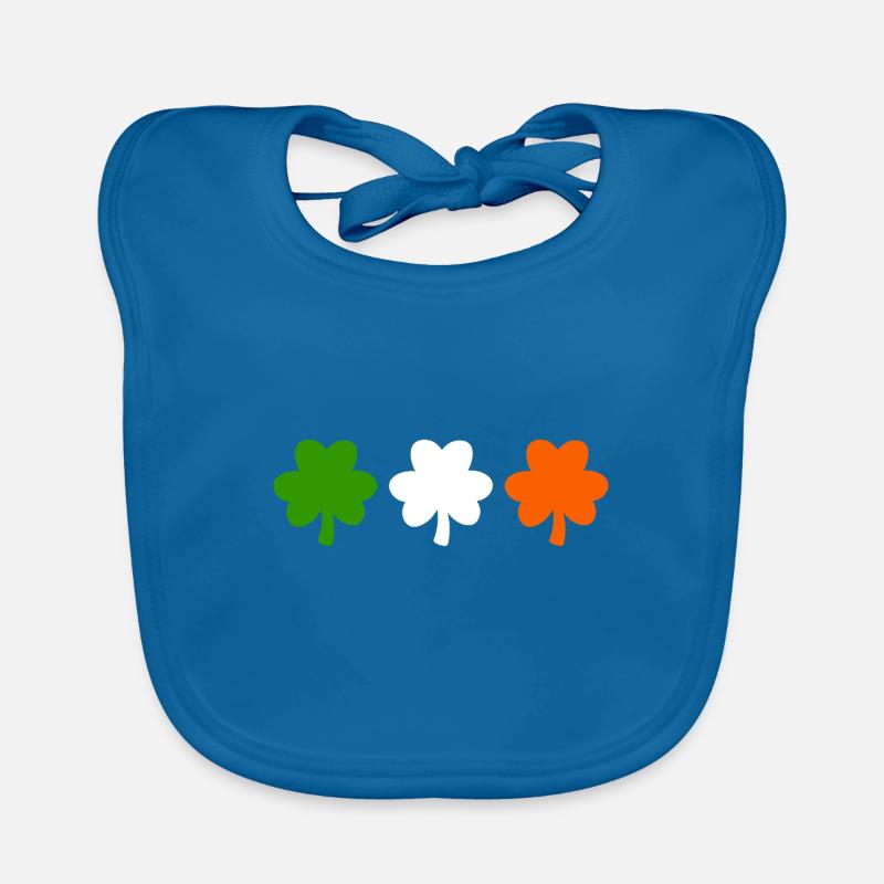 Drapeau de l’Irlande Trèfle - Bavoir bio Bébé - bleu paon