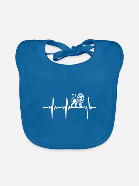 Heartbeat for mighty lions - Organic Baby Bibs - peacock-blue - Front