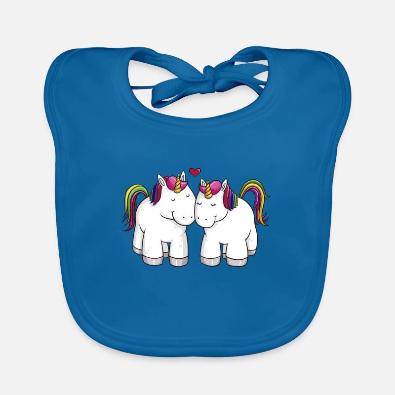 Liebende Comic Einhörner Regenbogen Baby Bio-Lätzchen