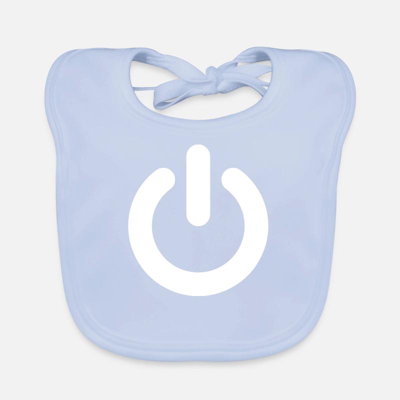 Power Button White Organic Baby Bibs