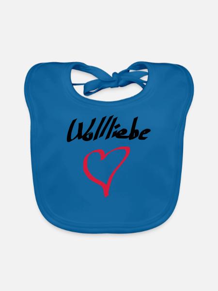Wolliebe Nähen Häkeln Stricken - Baby Bio-Lätzchen - Pfauenblau - Vorne