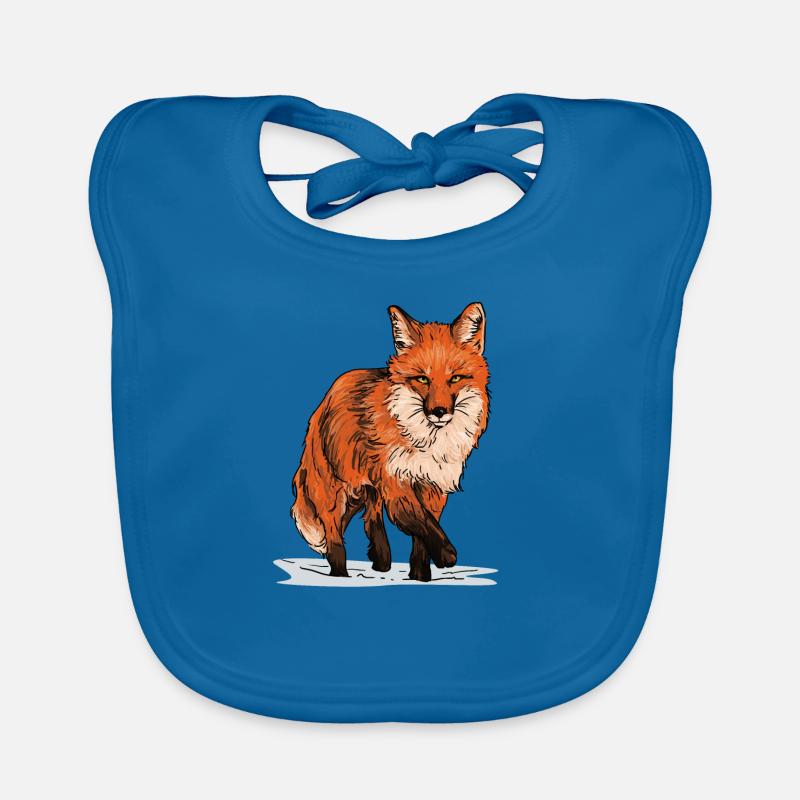 Renard dans la nature - Bavoir bio Bébé - bleu paon
