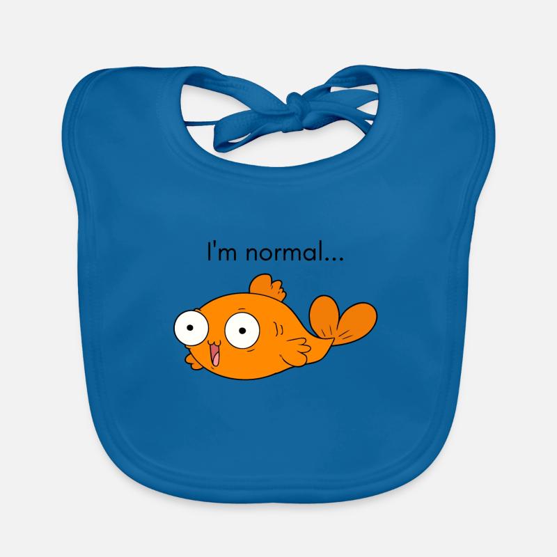Idée de cadeau de poisson d'art drôle de poisson rouge - Bavoir bio Bébé - bleu paon