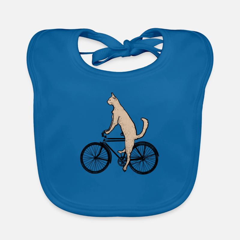 Chat sur le vélo - Bavoir bio Bébé - bleu paon