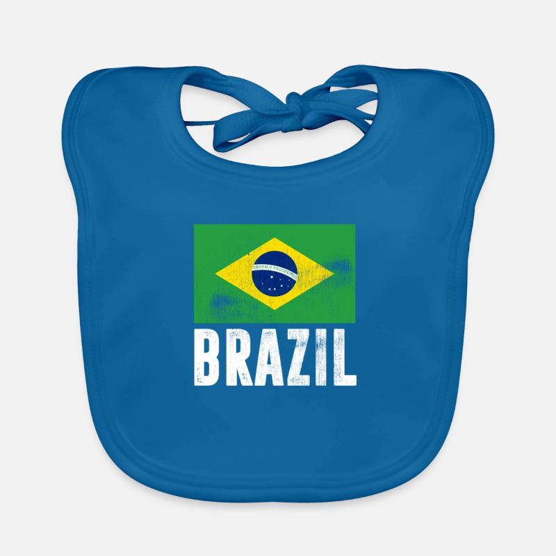 Drapeau du Brésil Drapeau du Brésil Vintage - Bavoir bio Bébé - bleu paon