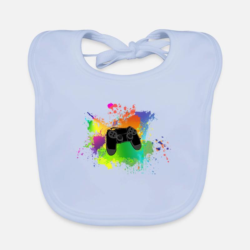 Controller color splash Colorful gaming gift idea Organic Baby Bibs