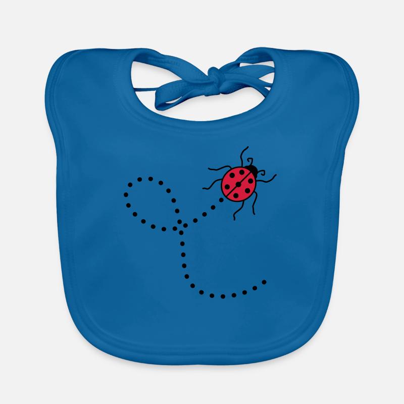 line dashed path path ladybug small sues Organic Baby Bibs